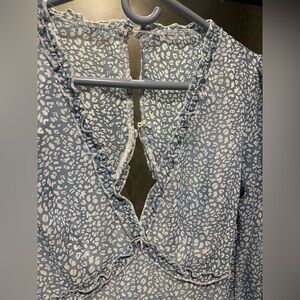 Stylish Blue and White Leopard Print Dress